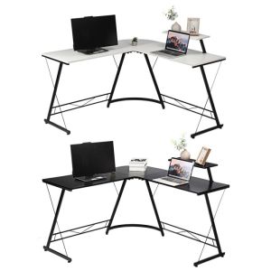 【 COD 】 L-shaped Corner Table Esports Game Table Computer Table Study Table With Storage Rack Home Office Table Workstation Study Table