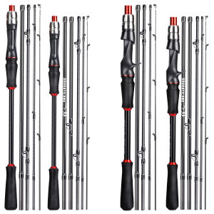 Sougayilang เบ็ดตกปลาสปินนิ่งก้านปั่นแบบพกพา5/6ส่วนน้ำหนักเบาคาร์บอนไฟเบอร์ M Power MF Action 1.8M-2.1M