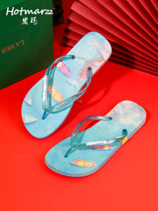 Womens Summer Outdoor Casual Fashion Anti-Slip Beach Sandals PVC Flat Heel Thong Slippers Suitable for Beach And Outdoor Use