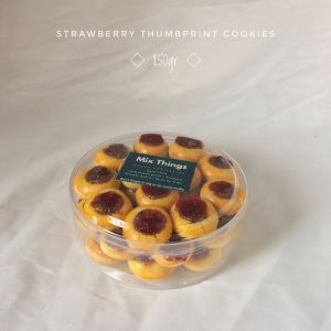 KUE KERING STRAWBERRY THUMBPRINT COOKIES PREMIUM SELAI STRAWBERRY ASLI ENAK FRESH HOMEMADE