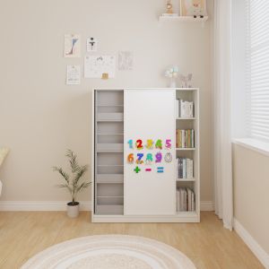KEBIXIONG | Childrens Double Sliding Door Bookcase