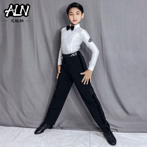 Erlangna Boys Latin Modern Dance Performance Competition Uniform White Shirt Long Pants Cowboy Style Childrens Sportswear