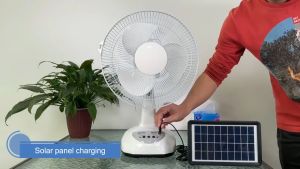 YESQ Solar fan electric stand fan 18/16/12 inch stand fan Desk fan with USB charger wall fan solar panel power Strong wind force