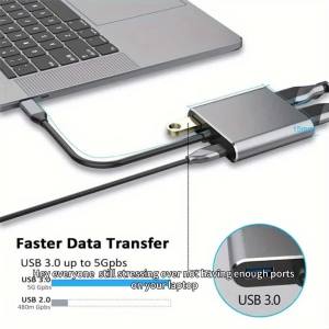 4 in 1 USB C Hub Multiport Adapter Docking Station Type C to 4K HDTV VGA 100W PD Fast Charge Splitter for MacBook Pro/Air Laptop