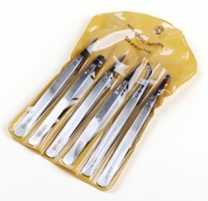 6pcs/set Watch Repair Tool for Watchmaker Straight Elbow Handle Stainless Antistatic Plastic Handle Installation Work Tweezers