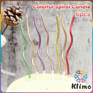KLIMO Colorful Spiral Candle Twisty Birthday Candles for Birthday Wedding Party and Cake Decoration 6pcs