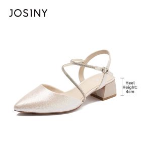 Josiny | Coarse Heel New One-Strap Fairy Style Crystal Sandals