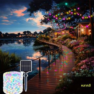 พลังงานแสงอาทิตย์ทองแดงสายไฟ String กลางแจ้ง 8 โหมด LED โคมไฟกระพริบตาสวนภายใน Court งานแต่งงาน Tree Street ไม้พุ่มไม้ตกแต่ง