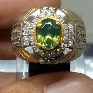 natural green zicron 1.78ct batu mulia ring perak