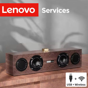 Lenovo | Lenovo C02 Wooden Desktop Speaker USB Soundbar 360° Surround Stereo Sound Rich Bass PC Laptop Computer Speaker Clear Stereo Bass