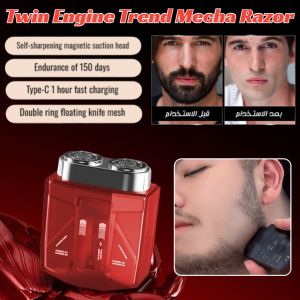Twin Engine Trend Mecha Razor Electric Waterproof Shaver Mini Rechargable Beard Trimmer