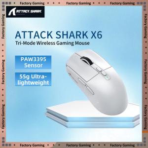 ATTACK SHARK | ATTACK SHARK X6 Tri-Mode Wireless Gaming Mouse 55g Lightweight PAW3395 Sensor 26000 DPIRGB Charging Dock1000Hz Polling Rate