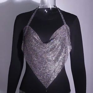 เสื้อโลหะฝังเพชร เซ็กซี่คล้องคอ เสื้อไนท์คลับสำหรับผู้หญิง สื้อผ้าไนท์คลับ เสื้อบาร์ รุ่น1381