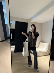 Modern High Waist Casual Pants Womens Fashionable Slimming Versatile Micro Flared Long Trousers Korean Style Cotton Blend