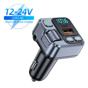 Kebidumei | Bluetooth 5.1 FM Transmitter Car Charger 20W PD USB-C Fast Charger Car Radio with Mic for Wireless Hands Free Call MP3 Player