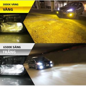 BraveWay H11 Bóng Đèn Pha LED 3000K + 6500K Trắng + Vàng Phù Hợp Đa Năng Cho Ô Tô Xe Máy Xe Tải Thuyền-Cặp 80W Sương Mù Đèn Tự Động