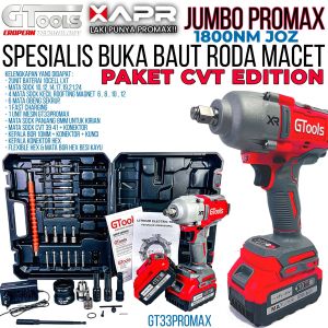 Bor Raja impact wrench jumbo gtools gt33promax cvt 1800nm impek kuat mobil motor mesin truck xapr