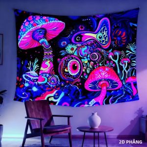 Tấm Thảm Treo Tường Hình Nấm Phong Cách Neon VIKAMA Tranh Nghệ Thuật Tưởng Tượng Trừu Tượng Trang Trí Nhà Cửa Phòng Ngủ Ký Túc Xá Và Tiệc Tùng