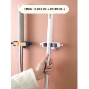 Household Mop Clip Hook Free Punching Seamless Wall Hanging Artifact Bathroom Toilet Strong Balcony Broom Mop Space-Saving Fixed Mop Clip Small Storage Artifact