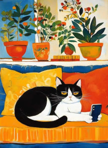 KAYOU | Cartoon Black Cat Colorful Floral Diamond Painting Mosaic Diamond Embroidery Handmade Art Exquisite Gift Home Decoration