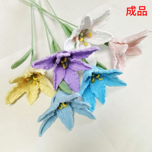 Handcrafted Woolen Yarn Lilies Bouquet Creative Floral Arrangement Artificial Flowers Gift Modern Minimalist Style Home Decor