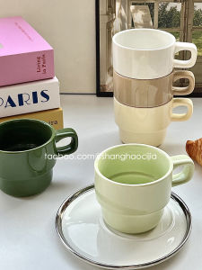 Ins Style Creamy Milk Coffee Cup Stackable Ceramic Water Mug for Women Breakfast Tea Cup Coffee Cup Home Use Mark Cup