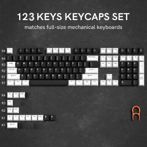 WOMIER 138 Keys Retro Grey Navy Blue PBT Keycap Double Shot Cherry Profile Custom Key caps for Cherry MX Switches Mechanical Gaming Keyboard
