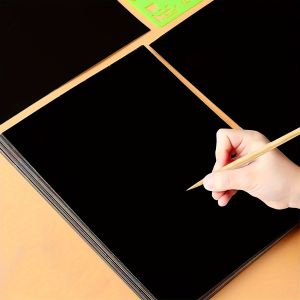 Bộ 50 Giấy Cào Thần Kỳ Với 5 Que Cào Giấy Nghệ Thuật Cào Cào Cầu Vồng Dành Cho Tiệc Sinh Nhật Quà Tặng Ngày Lễ