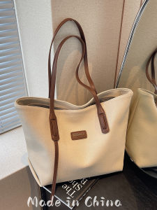Large Capacity Canvas Tote Bag Womens 2025 New Simple Shopping Bag Commuting Tote Bag for Class Korean Style Pure Color