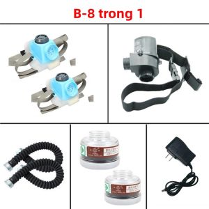 Mặt Nạ Phòng Độc Nửa Mặt Có Nguồn Khí Điện 8 Trong 1 Với Hệ Thống Mặt Nạ Thở 2 Ống Có Thể Điều Chỉnh Lưu Lượng Để Bảo Vệ Hóa Chất