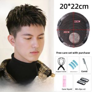 Mens Short Hair Wig Lightweight Invisible Natural Hair Design Business/OL Style Cover Bald Spot Hair Care Products