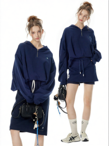 Turn Signal | Half-Zip Hoodie Women Loose Short Sleeve