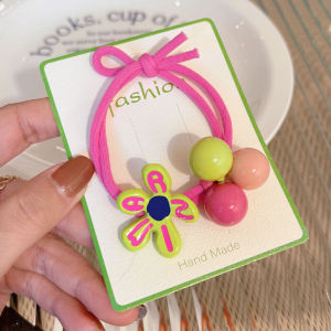 ยางรัดผมแบบยืดหยุ่นสูงสีลูกกวาดสำหรับเด็ก ยางรัดผมแบบหางม้า รัดผมทรงกลม สร้อยคอผม ตกแต่งผม แฟชั่นสำหรับเด็ก