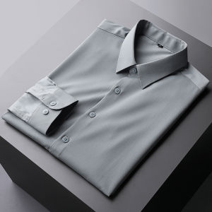 UBV | Wrinkle-Resistant Lustrous Thin Solid Color Business Casual Fitted Shirt