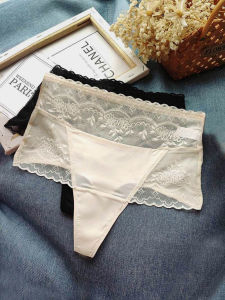 กางเกงชั้นในสตรีเอวสูงลายดอกไม้ลูกไม้เซ็กซี่สีแดง กางเกงชั้นในแบบ T ไร้ตะเข็บ กางเกงชั้นในทรง T ทรงใหม่สำหรับผู้หญิง