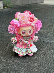 Red National Style Clothing Set for Third Generation Pullstring Doll with Flower Hairpin Traditional Chinese Cotton Doll Outfit