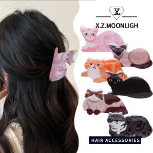 X.Z.MOONLIGH Cartoon Cute Cat Scratching Clip Creative Back Head Hair Shark Clip Headdress