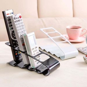 Desktop Metal TV Remote Control Storage Rack Practical TV/DVD/VCR Remote Control Organizer 4 Grid