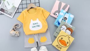 XHM002 ชุดเสื้อผ้าเด็ก เด็กผู้หญิงเด็กผู้ชาย เสื้อแขนสั้น กางเกงขาสั้น 80-120cm 10ลาย สำหรับเด็กผู้ชาย