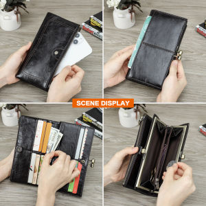 Smart King New RFID Long Wallets For Women Genuine Cow Leather Multifunction Girl Clip Coin Purse Large Capacity Card Holders