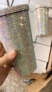 แก้วน้ำเพชร กระติกน้ําร้อน สเตนเลส ประดับเพชร แก้วน้ำเก็บความเย็นไฮโซ  แบบพกพา ของขวัญสําหรับผู้หญิง สําหรับตุ๊กตาบาร์บี้