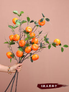 Large Artificial Orange And Apple Branches Decorative Flowers for Living Room Entranceway Home Decor Faux Fruit Ornaments