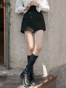 High Waist Asymmetric Design Black Casual Shorts Womens Spring New Style Wide Leg Suit Pants Fashionable Office Lady Style