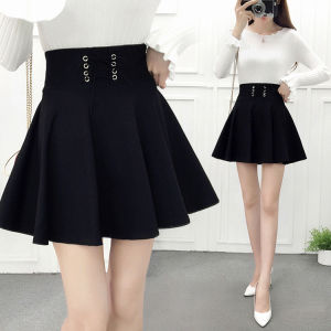 High Waist Black Mini Skirt Womens Spring Summer 2025 New Style A-Line Pleated Fluffy Skirt Polyester Fiber 100%