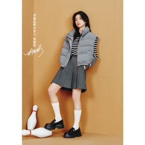 Winter Woolen Plaid Academy Style Half Skirt by Zhou Yuting PSALTER Grey Series Retro Zipper Natural Waist A-Line Skirt