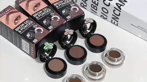 สีย้อมคิ้วสีน้ำตาล ANYLADY 2-in-1 เครื่องสำอางสีติดทนนาน ไม่เลอะเทอะ ผงเขียนคิ้วสามสีของยุโรปและอเมริกา