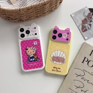 Sanrio | Ốp Điện Thoại iPhone 15 16 17 Pro Max Pro In Hình Mèo 3D Chấm Bi Họa Tiết Báo Đốm Hello Kitty Chất Liệu Silicon Của Hàn Quốc - Vỏ Bảo Vệ Chống Sốc