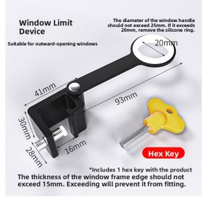 MONLEYTA | Aluminum Alloy Window Limiter Child Protection Safety Lock Flat Opening Outward Opening Aluminum Window Lock No Drilling Required