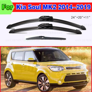 For Kia Soul MK2 2014-2019 2015 2016 2017 2018 Wiper Front & Rear Wiper Blades Windshield Windscreen Window Brushes 24"+20"+11"