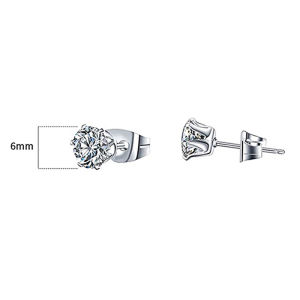 Huitan Simple Stud Earrings 3-10MM Cubic Zirconia Crystal Daily Wear Versatile Earrings for Women Men Timeless Style Jewelry Hot